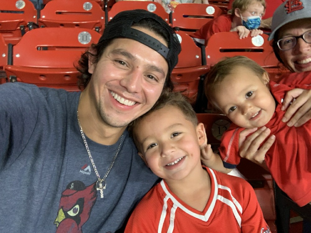 People at a St. Louis Cardinals baseball game