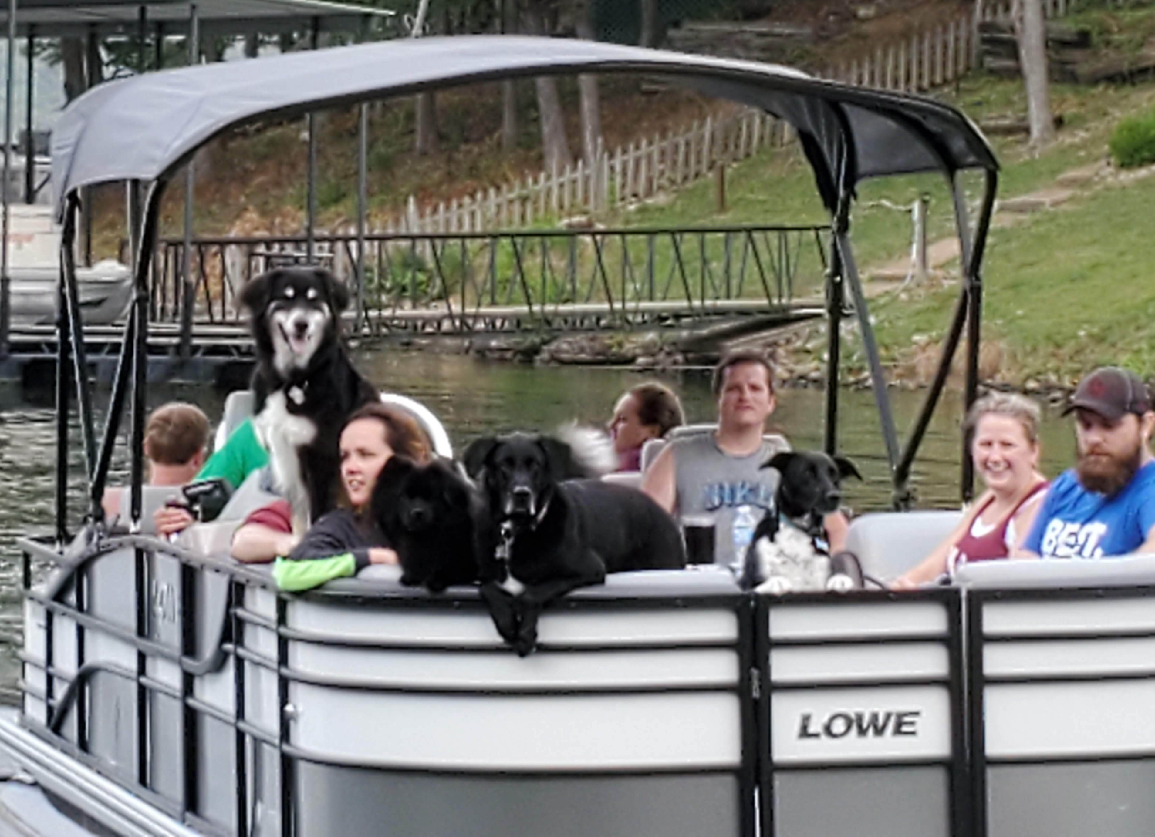 Mallmann family on pontoon boat