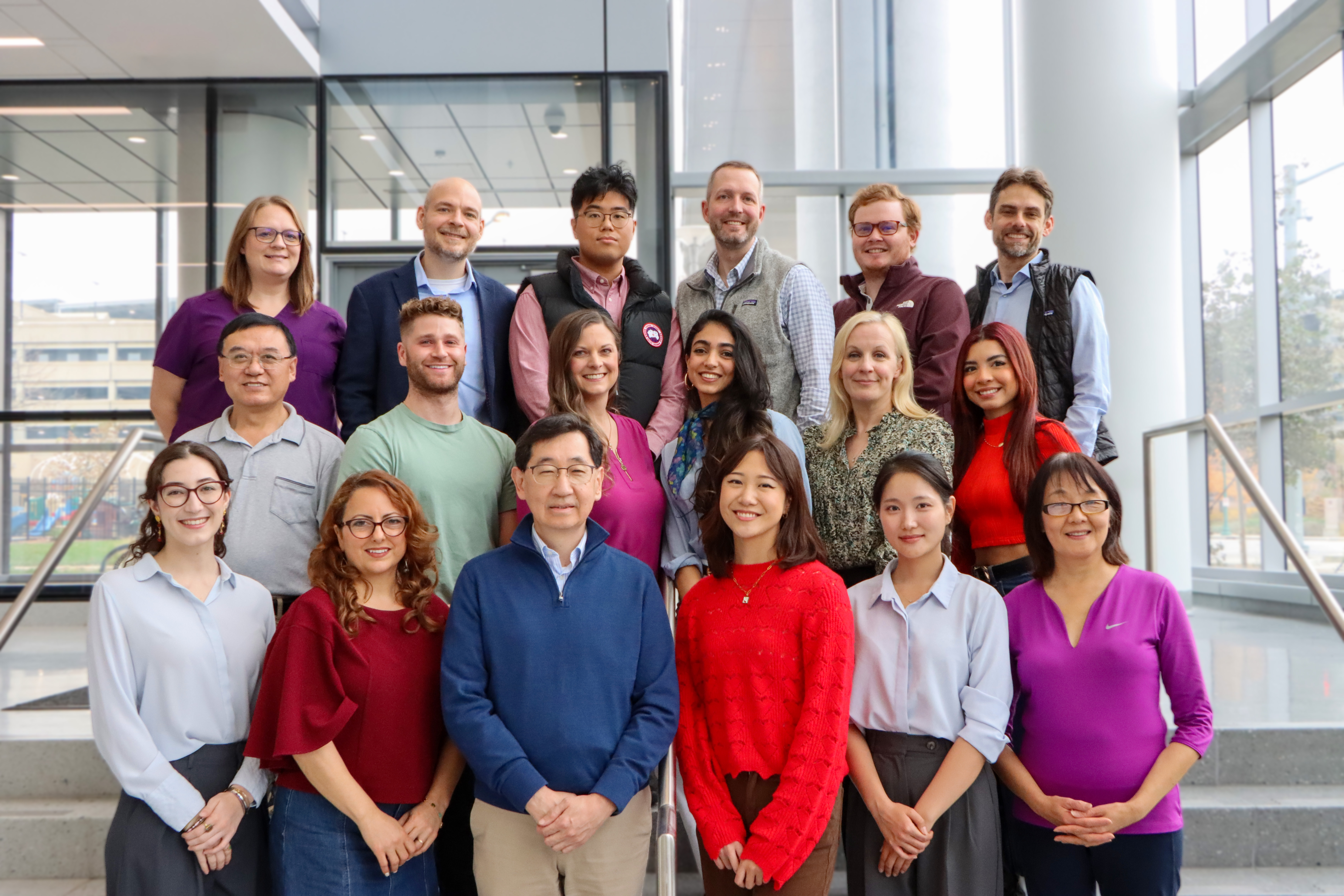 Group photo of some members from the Lee lab at WashU Medicine